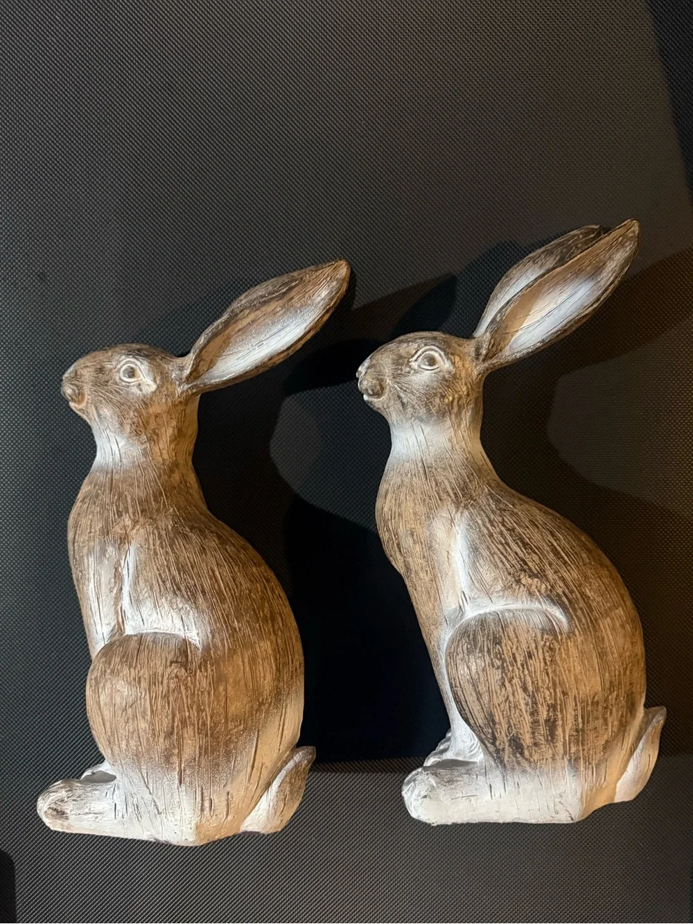 Hobby Lobby Bundle of (2) Wooden Bunny Rabbits Spring Easter Decor Brown Tan